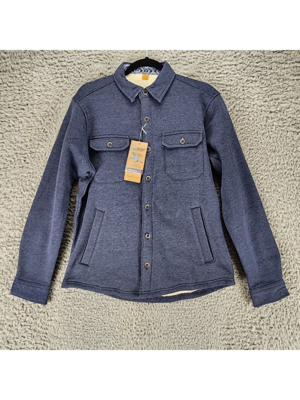Tailor Vintage Jacket Mens Small Blue Long Sleeve Fleece Lined Shacket *NWT*